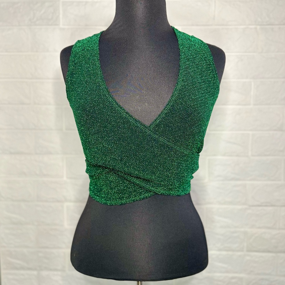 Glittering Wrap Crop Top